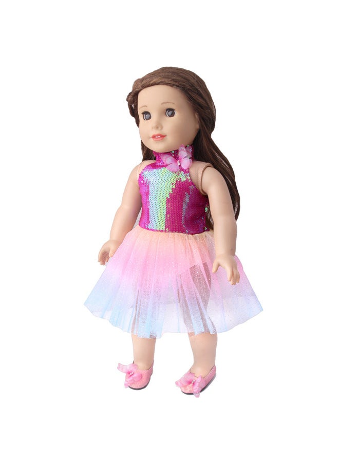 2023 18 Inch American Girl Doll erfly Princess Dress 43cm Doll Toy Mesh Even-Color:Violet - Image 5