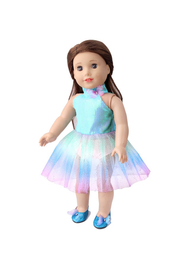 2023 18 Inch American Girl Doll erfly Princess Dress 43cm Doll Toy Mesh Even-Color:Violet - Image 4