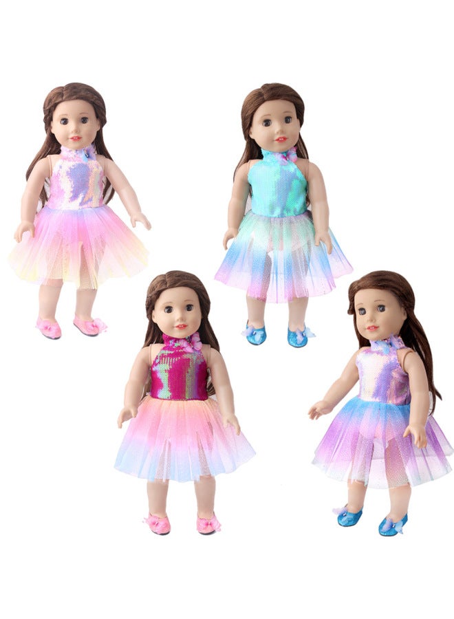 2023 18 Inch American Girl Doll erfly Princess Dress 43cm Doll Toy Mesh Even-Color:Violet - Image 2