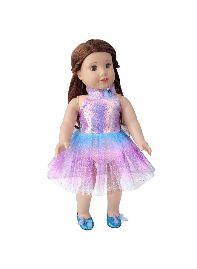 2023 18 Inch American Girl Doll erfly Princess Dress 43cm Doll Toy Mesh Even-Color:Violet - Image 1