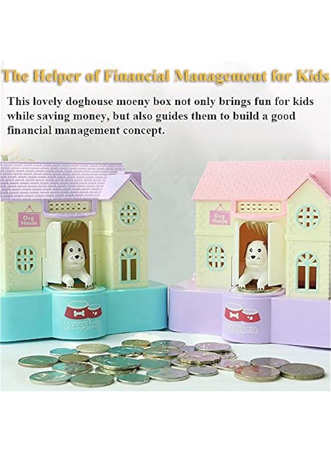 Doghouse Money Bank, Funny Electric Automatic Stealing Coin Bank gy Bank Toy Doggy Saving Box for Kids with Sound and Light Effects (Pink 1) - Image 5