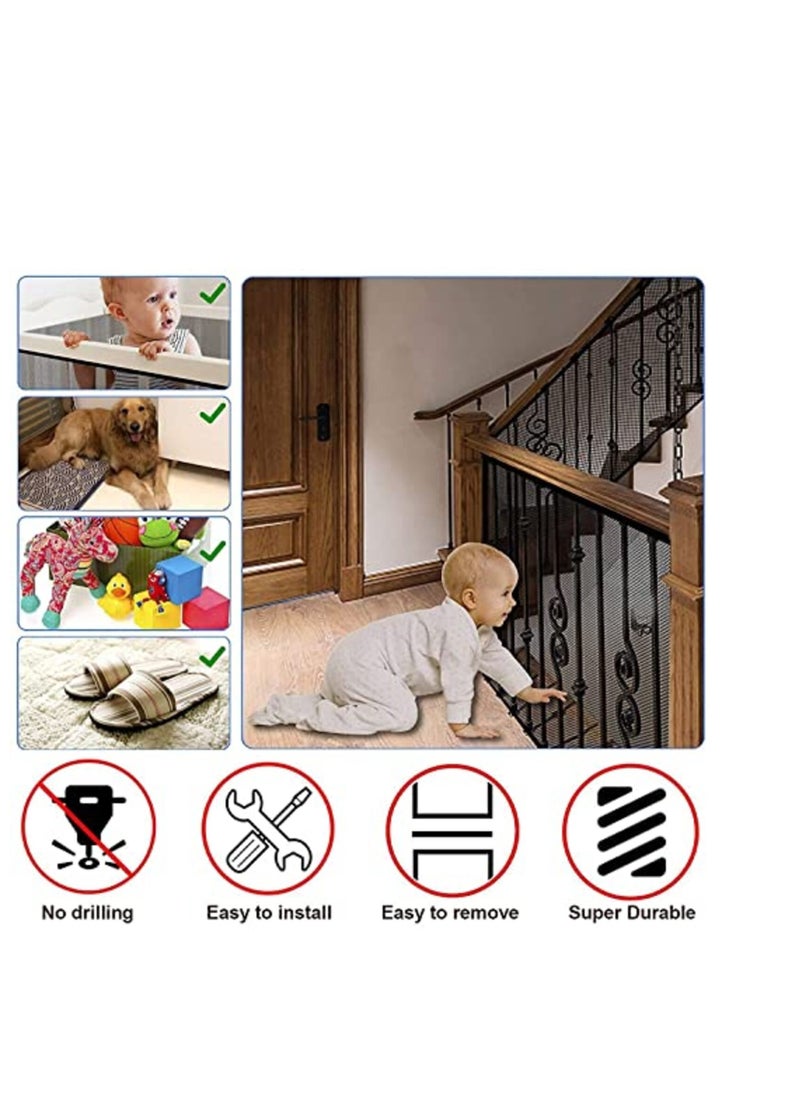 Kiddale Pack of 3 Black 3m by 1.1m Baby Safety Net|  Baby Proofing | Stairs Net |  Balcony Rails Net|  Child Safety Net|  Kids Safety product  - Image 4