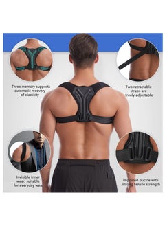 SYOSI Back Correction Strap, Adjustable Posture Corrector Spine Straightener for Relief of Neck Shoulder Pain Develop Good Seated Standing for Men Women Elderly Teens (1PCS Black, M)  - Image 2