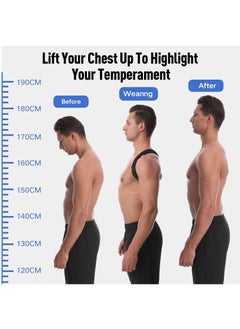 SYOSI Back Correction Strap, Adjustable Posture Corrector Spine Straightener for Relief of Neck Shoulder Pain Develop Good Seated Standing for Men Women Elderly Teens (1PCS Black, M)  - Image 4