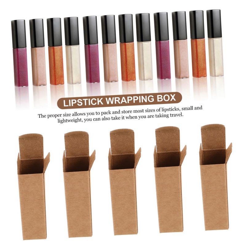 Khaki DIY Lipstick Packaging Box 50 Pcs Reusable Paper Cases For Lip Balm Storage - Image 4