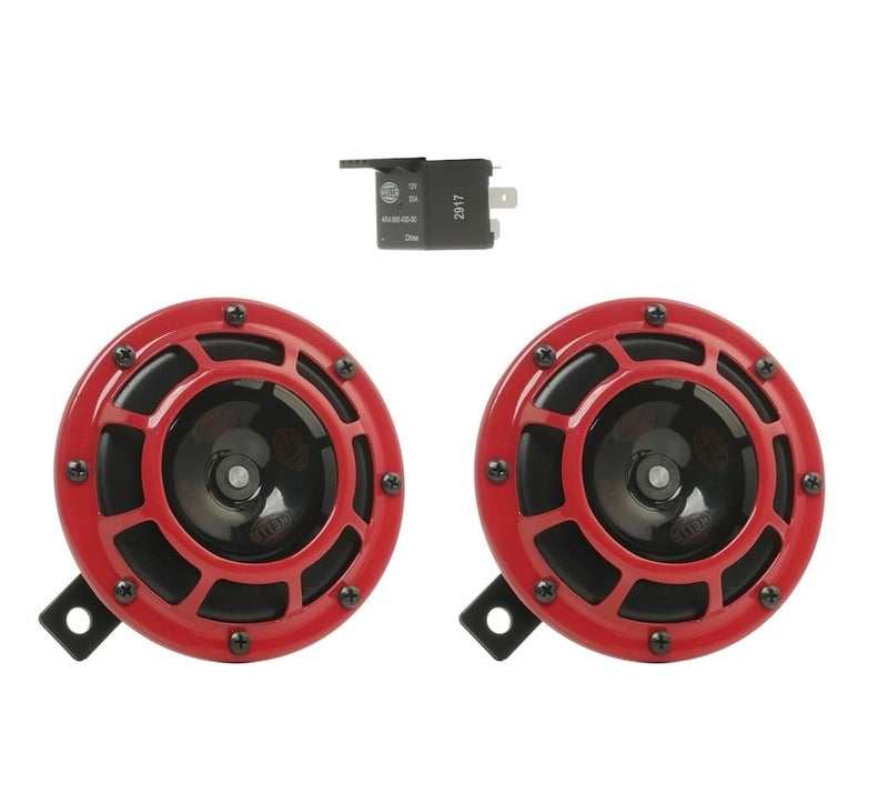 Hella Stark Sound  1092337  Red Set 12 V HighLow Frequency Hella Super Tone Horn Set B 133 12 volt