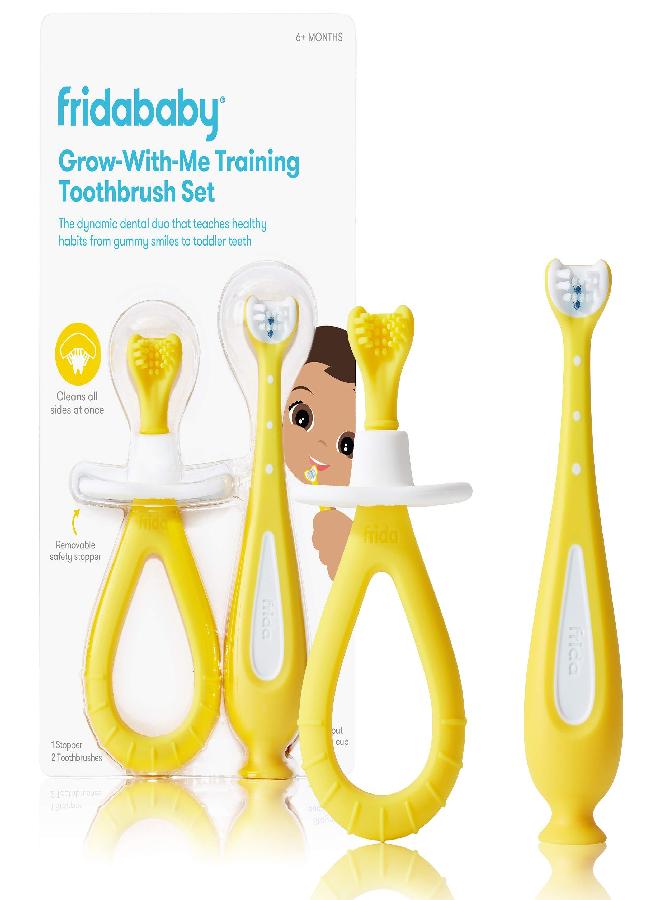 fridababy Frida Baby Grow-with-Me Training Toothbrush Set | Infant to Toddler Toothbrush Oral Care for Sensitive Gums - Image 1