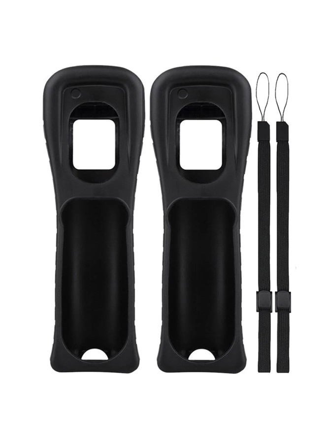Lactivx 2X Wii Silicone Case Cover with Wrist Strap for Wii Remote Controller (Black) - Image 1