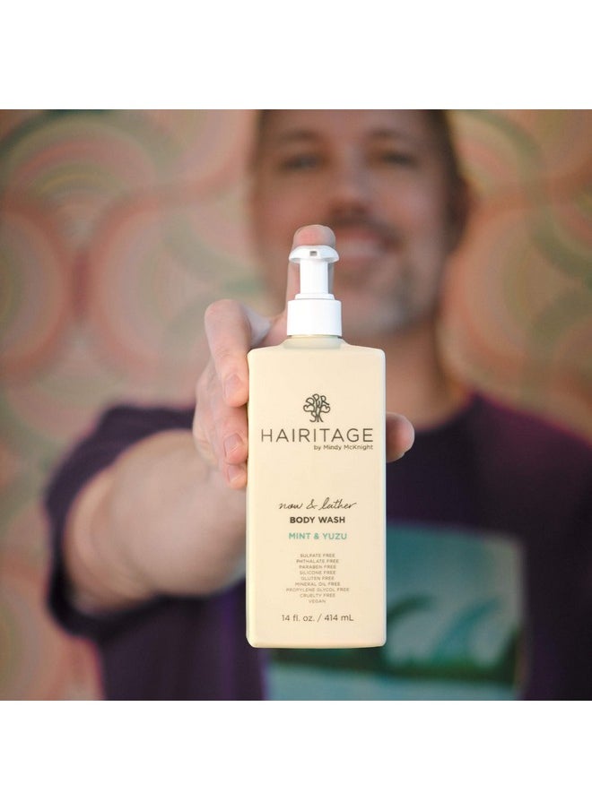 Hairitage Hairitage Now & Lather Mint & Yuzu Scented Body Wash for Women, Men & Kids - Oat Kernel & Gotu Kola Extracts for All Skin Types - Eucalyptus Oil & Peppermint Oil, 14 fl oz.  - Image 3