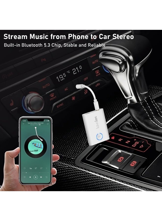 Lavales - Bluetooth 5.3 Adapter for Airplane to 2 Wireless Headphones, 3.5mm Jack in-Flight Bluetooth Transmitter Receiver for TV, Dual Link AptX Adaptive/Low Latency/HD Audio for Home Stereo/PC/Gym - Image 1