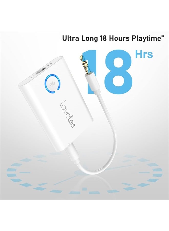 Lavales - Bluetooth 5.3 Adapter for Airplane to 2 Wireless Headphones, 3.5mm Jack in-Flight Bluetooth Transmitter Receiver for TV, Dual Link AptX Adaptive/Low Latency/HD Audio for Home Stereo/PC/Gym - Image 1
