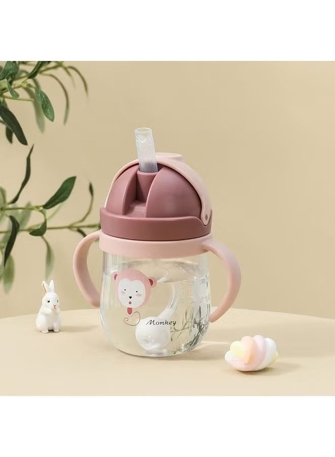 ULHYC Baby drinking cup with handle, leak-proof and choking straw cup, baby water cup, children's drinking cup, 6-12-18 months and above, PPSU material【pink】 - Image 3