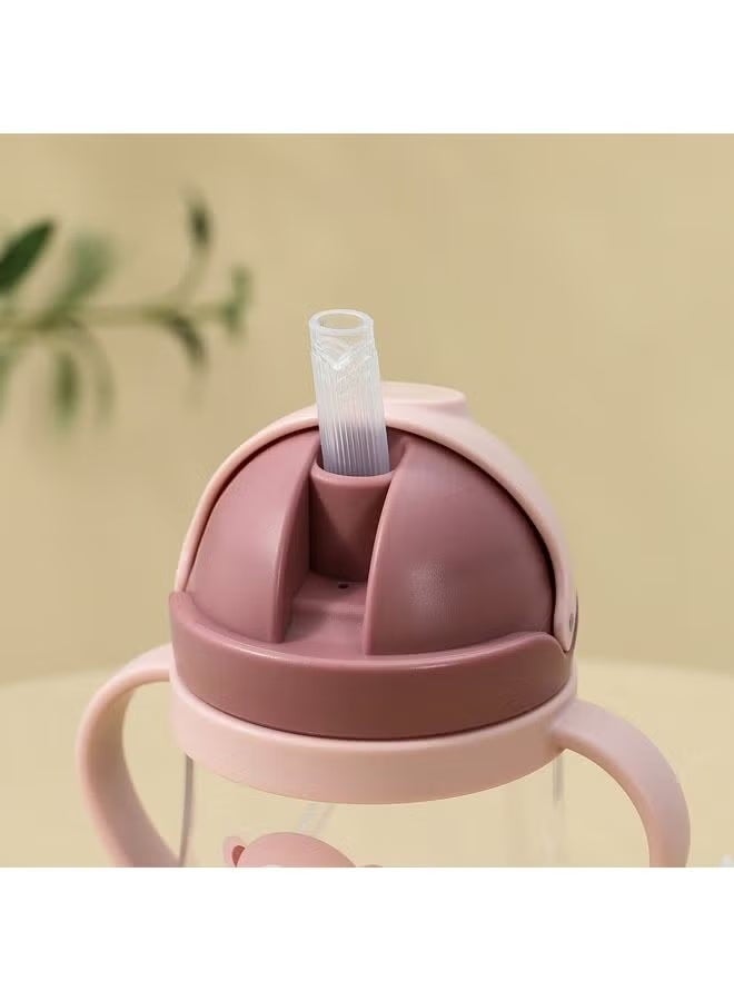 ULHYC Baby drinking cup with handle, leak-proof and choking straw cup, baby water cup, children's drinking cup, 6-12-18 months and above, PPSU material【pink】 - Image 5