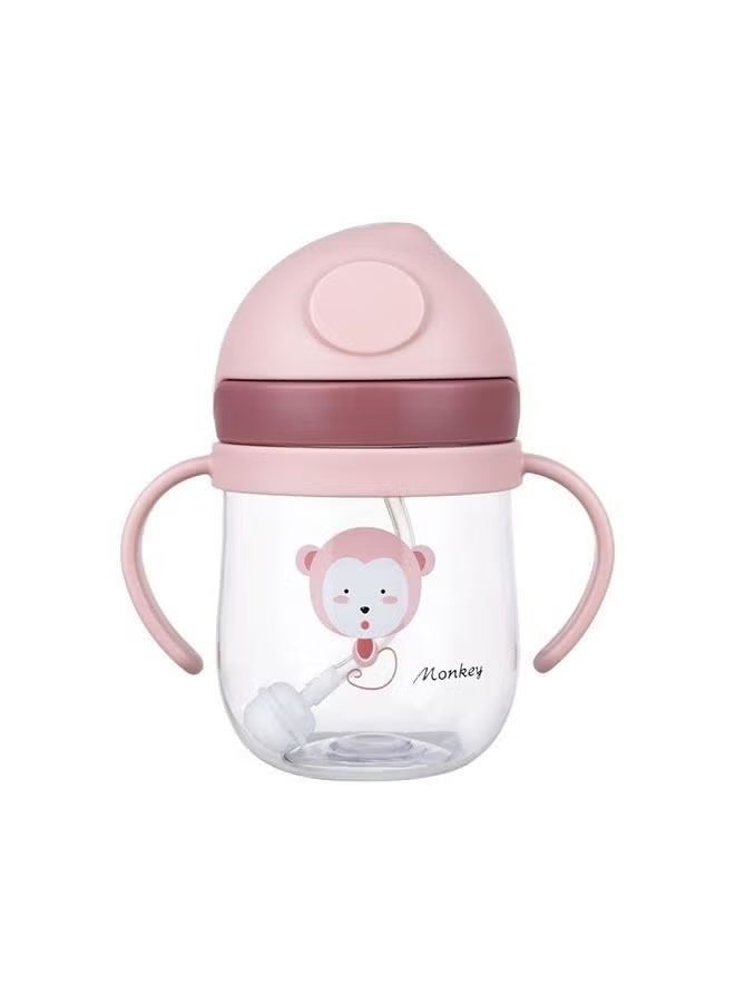 ULHYC Baby drinking cup with handle, leak-proof and choking straw cup, baby water cup, children's drinking cup, 6-12-18 months and above, PPSU material【pink】 - Image 2