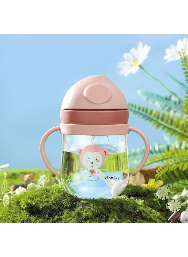 ULHYC Baby drinking cup with handle, leak-proof and choking straw cup, baby water cup, children's drinking cup, 6-12-18 months and above, PPSU material【pink】 - Image 1