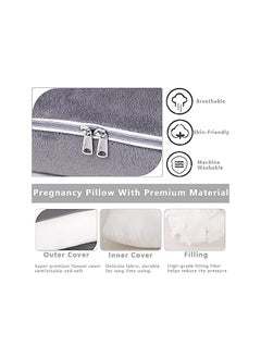 gluckluz Pregnancy Pillow Full Body U Shaped Pillow Maternity Pillow with Zipper & Velvet Removable Cover for Pregnant Women Nursing Side Sleeping (Grey, 55")  - Image 5