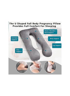 gluckluz Pregnancy Pillow Full Body U Shaped Pillow Maternity Pillow with Zipper & Velvet Removable Cover for Pregnant Women Nursing Side Sleeping (Grey, 55")  - Image 4