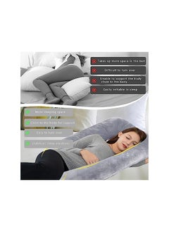 gluckluz Pregnancy Pillow Full Body U Shaped Pillow Maternity Pillow with Zipper & Velvet Removable Cover for Pregnant Women Nursing Side Sleeping (Grey, 55")  - Image 2