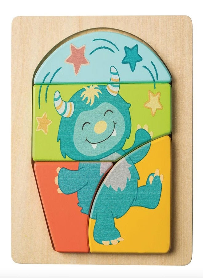 Mary Meyer LittleWood Toddler Puzzle – Educational Wooden Toy for 18+ Months – Preschool Gift for Boys & Girls, 6 x 6-Inches, Mookie Monster - Image 1