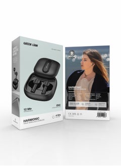 GREEN LION Harmonic True Wireless Earbuds / Long Range Transmission Distance / ENC Noise Reduction / V5.3 Bluetooth / Multi-Function Touch / Low Latency Mode / Considerable Playing Time - Black  - Image 3