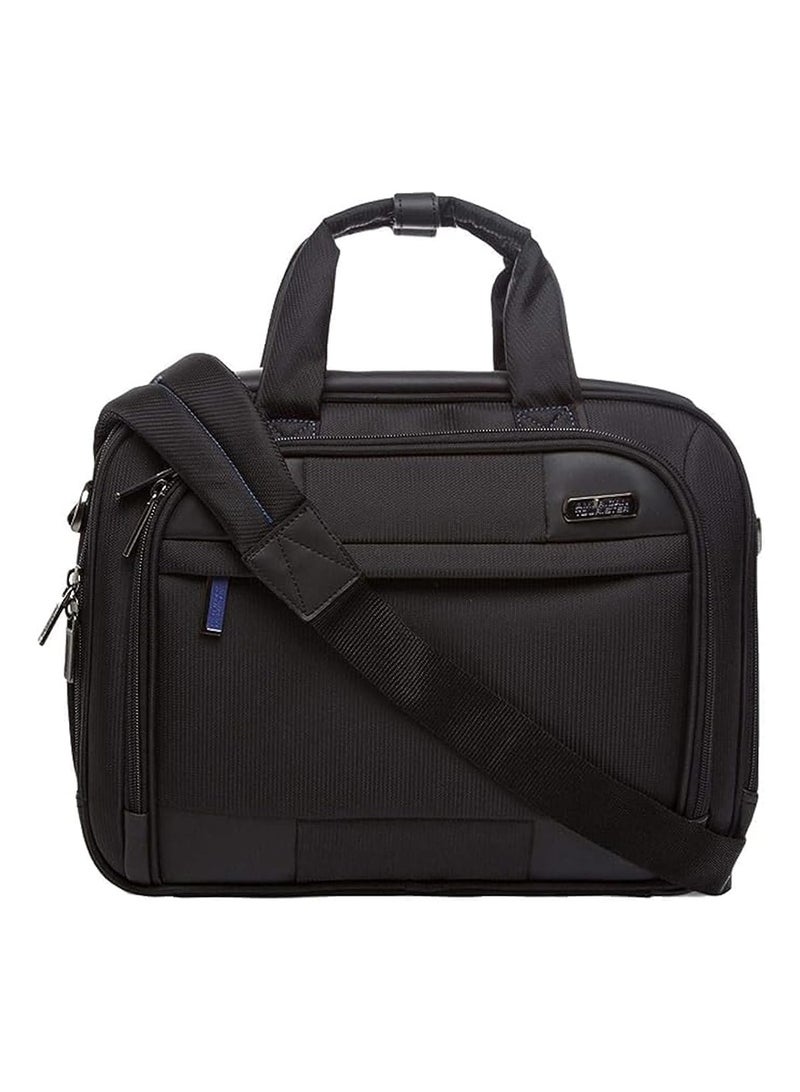 AMERICAN TOURISTER Merit Laptop Briefcase S, 100% Polyester, Black|Removable Laptop Sleeve|15.6" Laptop Compartment|Water Resistant Material|Smart Sleeve - 1 Year International Warranty - Image 1