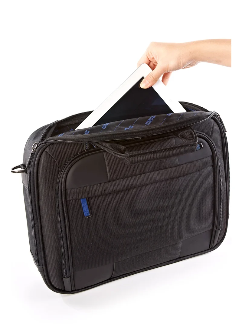 American Tourister  Merit Laptop Briefcase S, 100% Polyester, Black|Removable Laptop Sleeve|15.6" Laptop Compartment|Water Resistant Material|Smart Sleeve - 1 Year International Warranty  | Best Price UAE