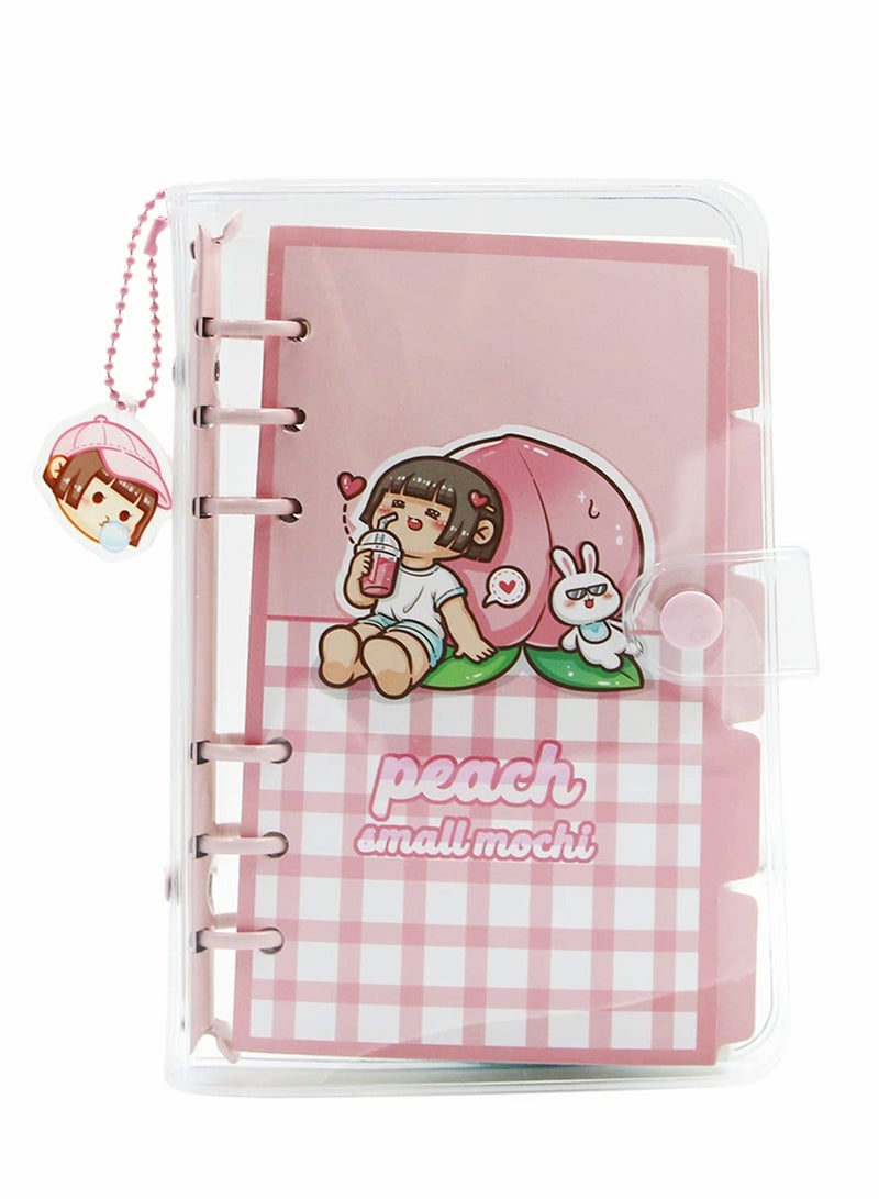 A6 Binder Cover Notebook, Soft PVC Cute Cartoon Refillable 6 Ring Loose Leaf Round Personal Journal with Insert Paper, Pocket, Snap Button Closure - Image 1