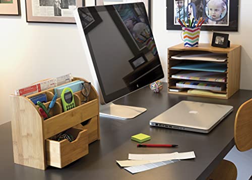 Lipper International 811 Bamboo Wood File Organizer with 4 Dividers, 12 3/4" x 9 1/4" x 9 1/2" - Image 5