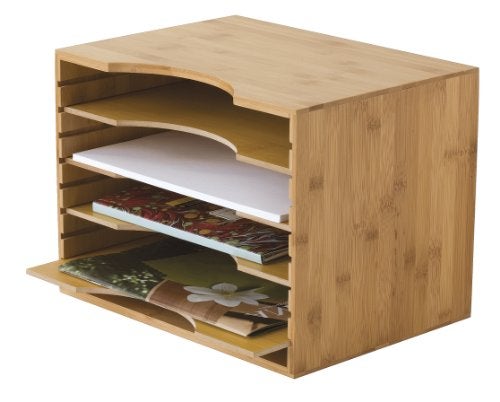 Lipper International 811 Bamboo Wood File Organizer with 4 Dividers, 12 3/4" x 9 1/4" x 9 1/2" - Image 3
