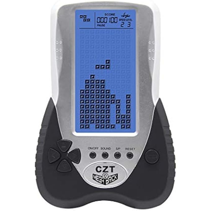 NEW UPGRADED VERSION BLUE BACKLIGHT SCREEN BRICK GAME CONSOLE SUPPORT PLUG HEADPHONE BUILT-IN 23 GAMES CLASSIC NOSTALGIC PUZZLE CHILDREN GIFT TOY AJUSTABLE BLUE BACKLIGHT LITHIUM BATTERY - Image 1