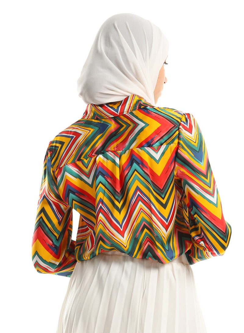 بيوريتوبيا Colorful Zigzag Long Sleeves Bodysuit Shirt - Multicolour  - Image 4