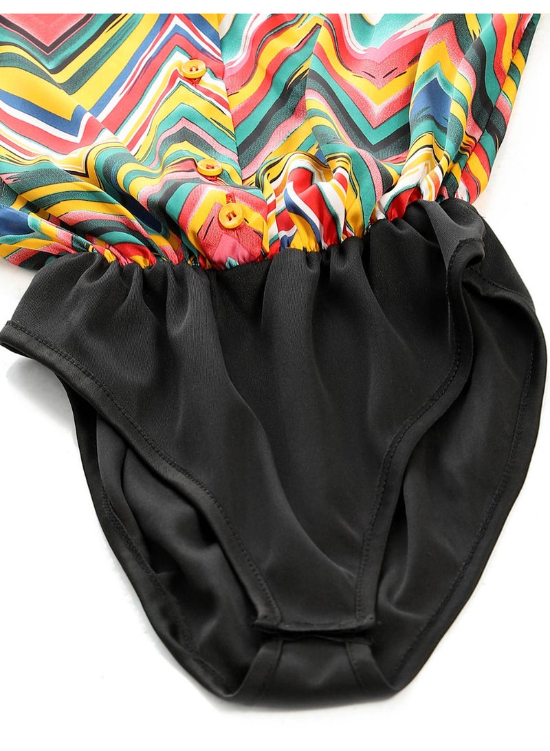 بيوريتوبيا Colorful Zigzag Long Sleeves Bodysuit Shirt - Multicolour  - Image 2