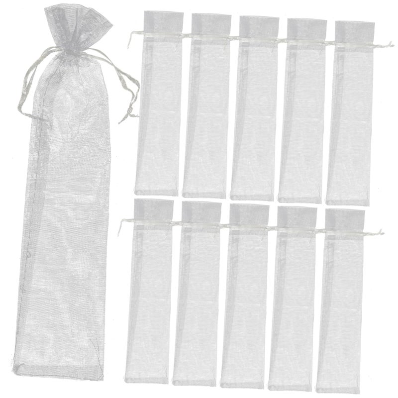 Silver Organza Mesh Drawstring Bags 20pcs Jewelry Gift Wrapping Storage Pouches - Image 2