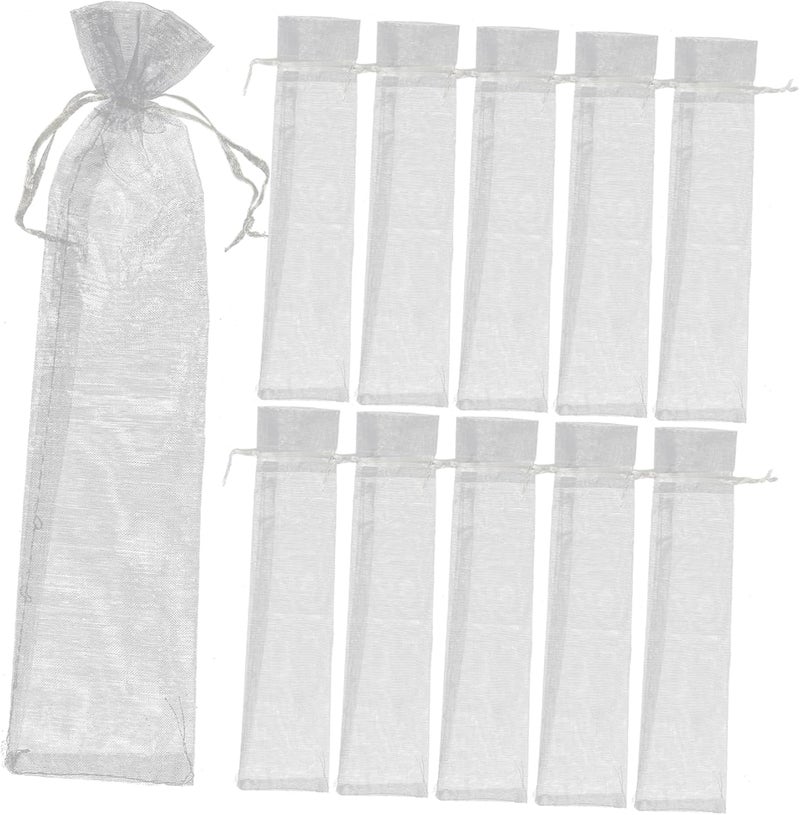 Silver Organza Mesh Drawstring Bags 20pcs Jewelry Gift Wrapping Storage Pouches - Image 1