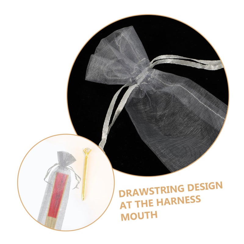 Silver Organza Mesh Drawstring Bags 20pcs Jewelry Gift Wrapping Storage Pouches - Image 5