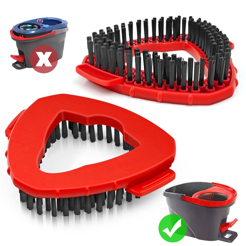 DALIPER 2 Pack Spin Mop Brush for O-Cedar EasyWring 1 Tank System  Mop Attachments Scrub Replacement Heads  Microfiber Triangle Hard Bristle Cleaning Brush Floor Scrubber for Bathroom Kitchen Wall - Image 1