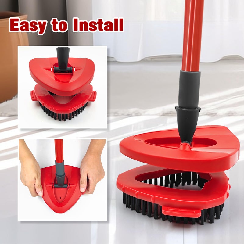 DALIPER 2 Pack Spin Mop Brush for O-Cedar EasyWring 1 Tank System  Mop Attachments Scrub Replacement Heads  Microfiber Triangle Hard Bristle Cleaning Brush Floor Scrubber for Bathroom Kitchen Wall - Image 5