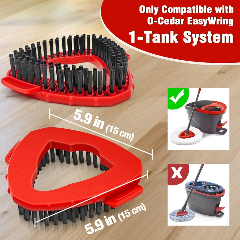 DALIPER 2 Pack Spin Mop Brush for O-Cedar EasyWring 1 Tank System  Mop Attachments Scrub Replacement Heads  Microfiber Triangle Hard Bristle Cleaning Brush Floor Scrubber for Bathroom Kitchen Wall - Image 2
