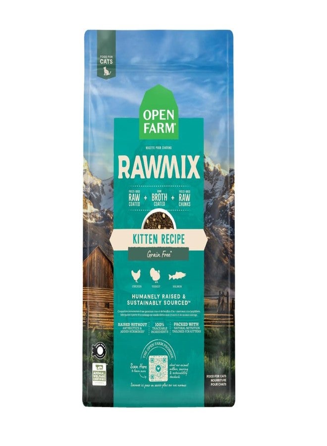 Open Farm, RawMix Dry Cat Food, Protein Packed Kibble Coated in Bone Broth with Freeze Dried Raw Chunks, Formulated For Kittens, Chicken With Turkey & Wild Caught Salmon Recipe For Kittens, 2.25lb Bag - Image 1