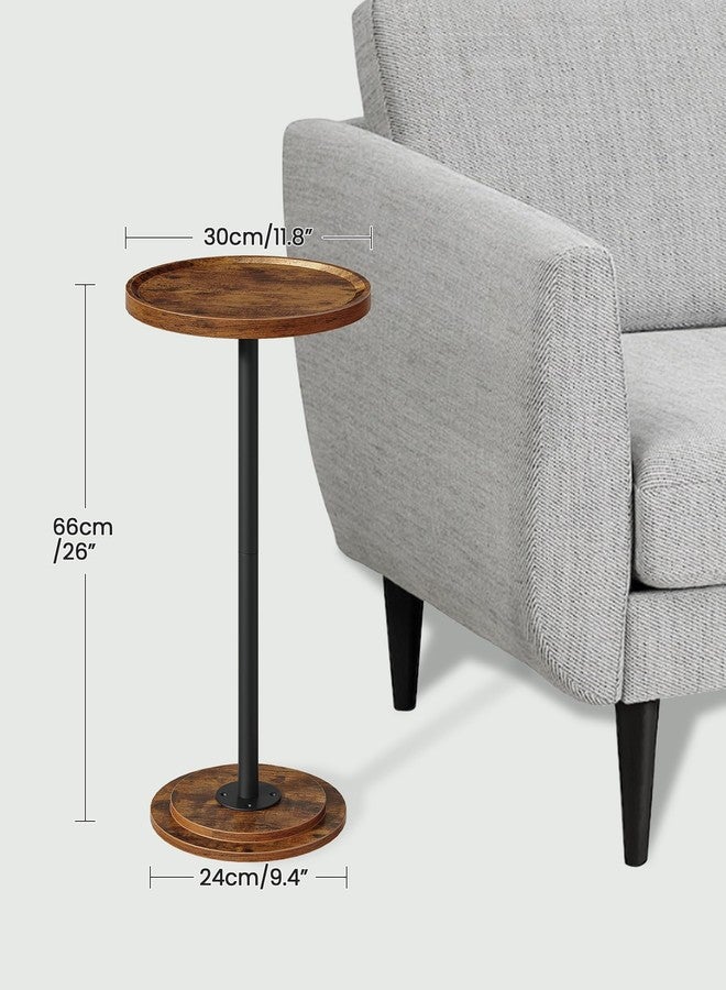 CHOEZON Small Round Side Table, Drink Table for Small Spaces, Pedestal Cocktail Table, Thickened Base, for Living Room, Bedroom, Office, Rustic Brown and Black TBZ30BF - Image 2