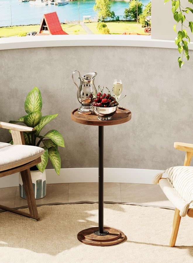 CHOEZON Small Round Side Table, Drink Table for Small Spaces, Pedestal Cocktail Table, Thickened Base, for Living Room, Bedroom, Office, Rustic Brown and Black TBZ30BF - Image 5