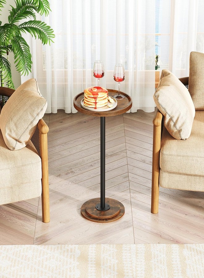 CHOEZON Small Round Side Table, Drink Table for Small Spaces, Pedestal Cocktail Table, Thickened Base, for Living Room, Bedroom, Office, Rustic Brown and Black TBZ30BF - Image 4