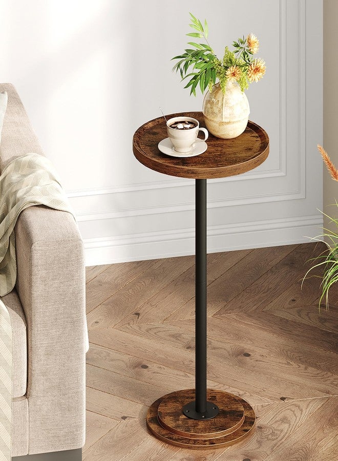 CHOEZON Small Round Side Table, Drink Table for Small Spaces, Pedestal Cocktail Table, Thickened Base, for Living Room, Bedroom, Office, Rustic Brown and Black TBZ30BF - Image 1
