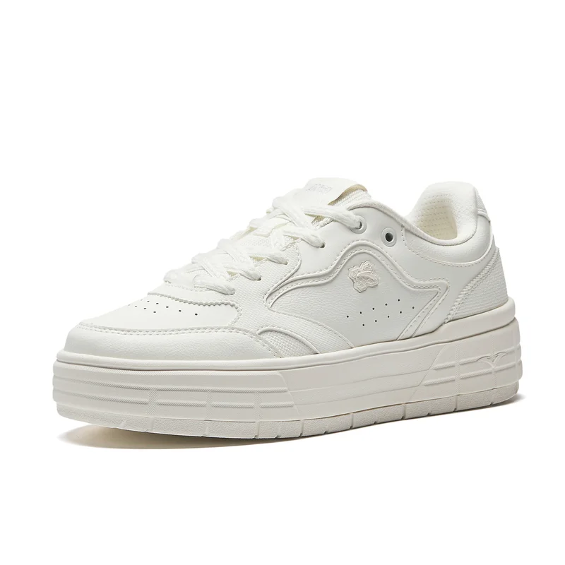 ANTA Women’s Platform Court Sneakers – Retro Casual White Trainers