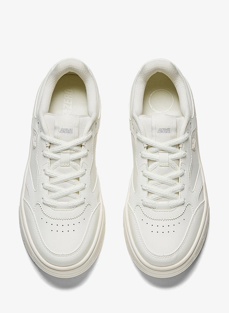 ANTA Women’s Platform Court Sneakers – Retro Casual White Trainers - Image 3