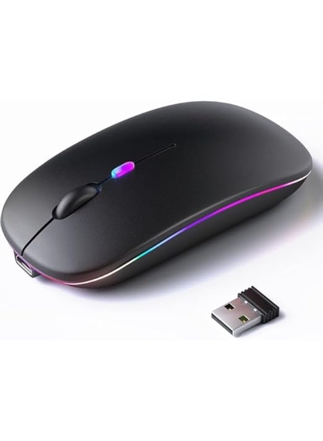 LED Rechargeable Bluetooth Mouse – Dual Mode Type-C Charging – Wireless with USB Receiver - Image 2