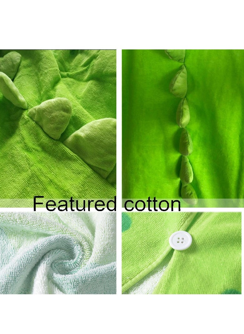 Bebiland Hooded Baby Towels, Cotton Dinosaur Pattern, Cute Bath Towel Kids Robe, Beach Swimming Hooded Poncho for Babies Boys Girls (Green Dinosaur)  - Image 3