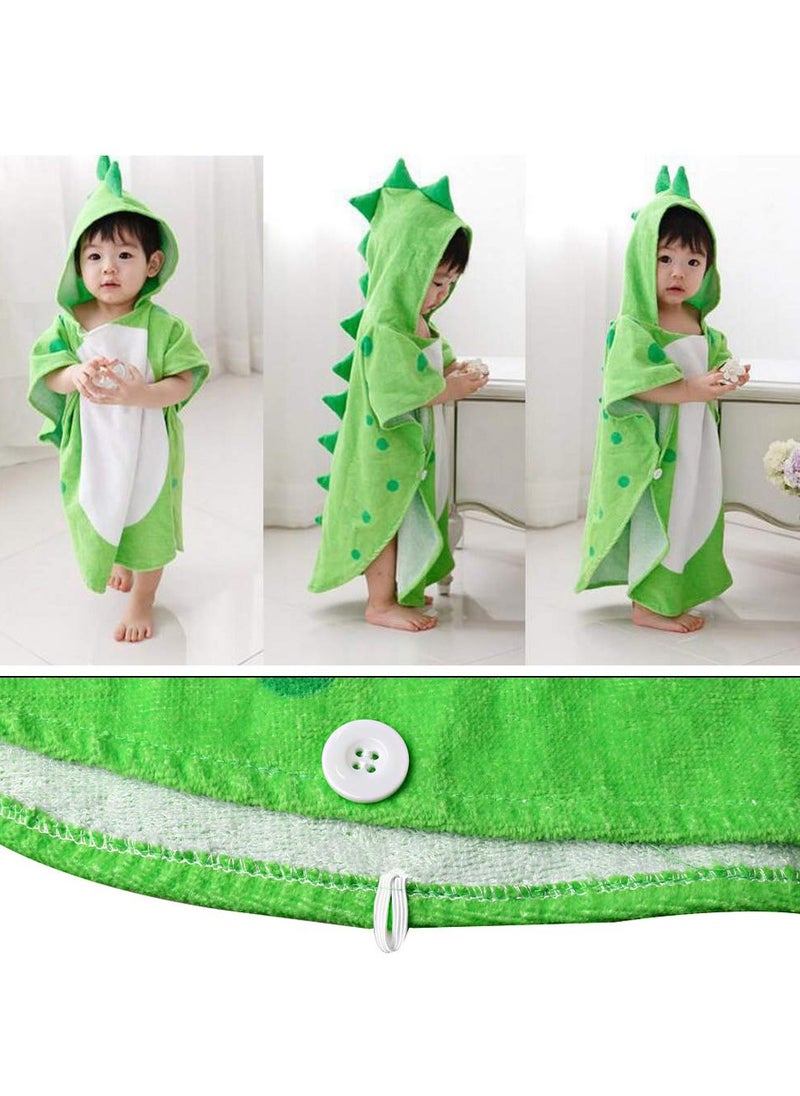 Bebiland Hooded Baby Towels, Cotton Dinosaur Pattern, Cute Bath Towel Kids Robe, Beach Swimming Hooded Poncho for Babies Boys Girls (Green Dinosaur)  - Image 4