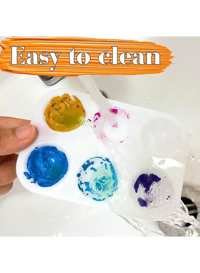 YJ 5 PCS White Plastic Paint Palette 6 Well Watercolor Palette Rectangular Paint Tray Palette Paint Holder Tray Paint Mixing Palette Bulk For Kids Student Adult DIY Craft Art Acrylic Painting - Image 2