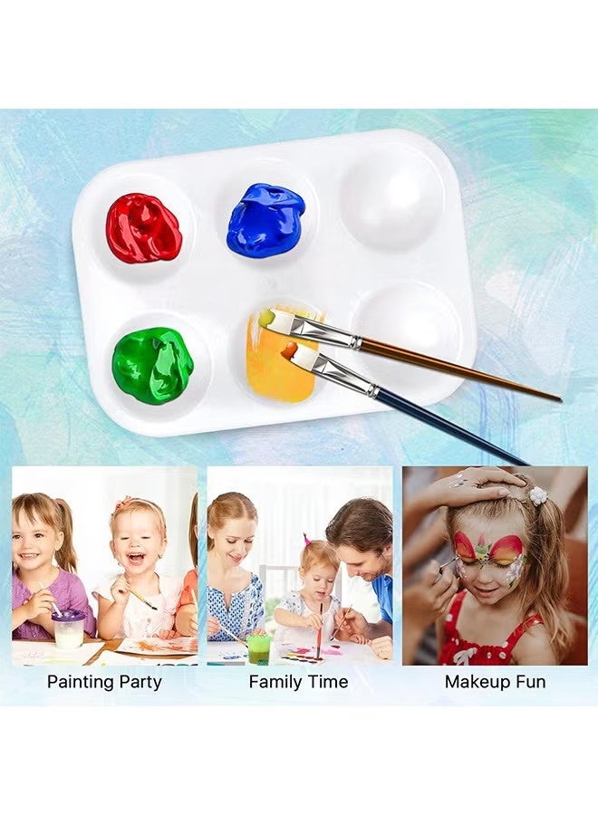 YJ 5 PCS White Plastic Paint Palette 6 Well Watercolor Palette Rectangular Paint Tray Palette Paint Holder Tray Paint Mixing Palette Bulk For Kids Student Adult DIY Craft Art Acrylic Painting - Image 3